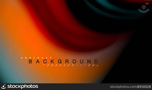 Fluid rainbow colors on black background, vector wave lines and swirls. Fluid rainbow colors on black background, vector wave lines and swirls, artistic illustration for presentation, app wallpaper, banner or poster