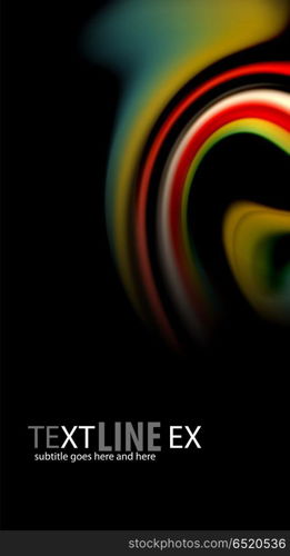 Fluid rainbow colors on black background, vector wave lines and swirls. Fluid rainbow colors on black background, vector wave lines and swirls, artistic illustration for presentation, app wallpaper, banner or poster