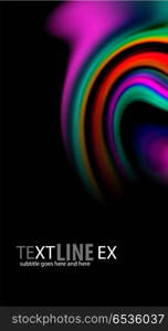 Fluid rainbow colors on black background, vector wave lines and swirls. Fluid rainbow colors on black background, vector wave lines and swirls, artistic illustration for presentation, app wallpaper, banner or poster