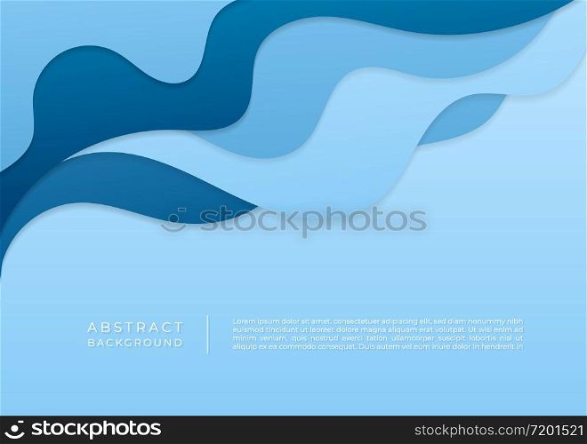 Fluid style background water wave shape overlap design cyan color pastel. vector illustration.