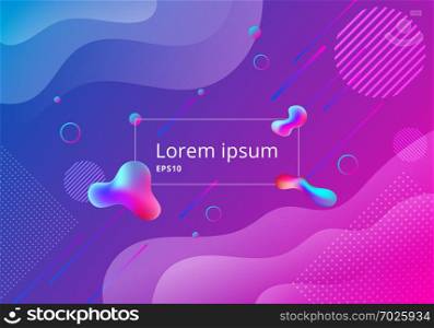 Fluid style gradient geometric shapes composition vibrant color background. Liquid color dynamic shape design. Vector illustration