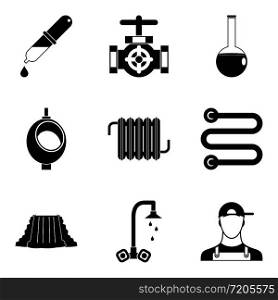 Fluid system icons set. Simple set of 9 fluid system vector icons for web isolated on white background. Fluid system icons set, simple style
