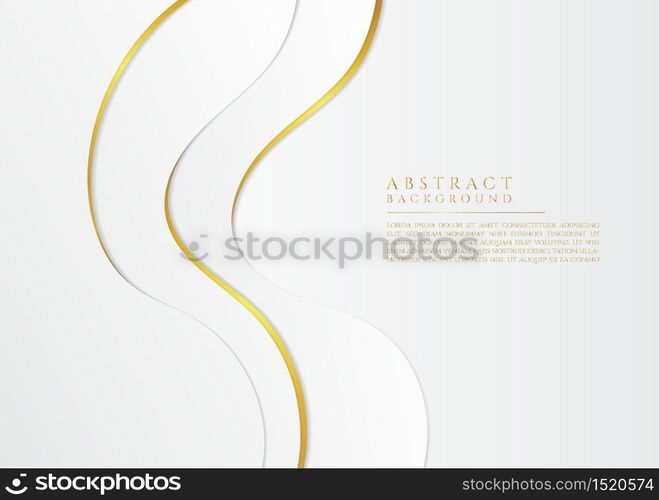 Fluid wave flow shape design overlap layer white and gold luxury concept. vector illustration.