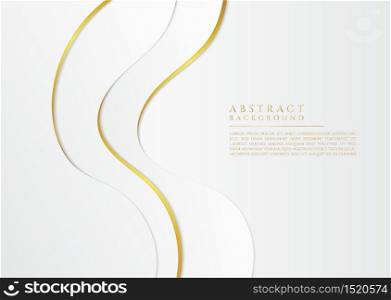 Fluid wave flow shape design overlap layer white and gold luxury concept. vector illustration.