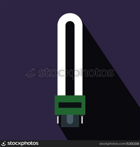 Fluorescence lamp icon in flat style on a violet background. Fluorescence lamp icon in flat style