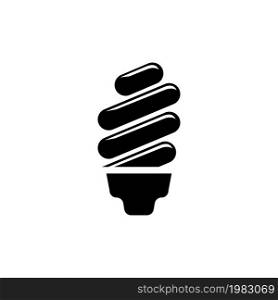Fluorescent Lamp, Ecological Light Bulb. Flat Vector Icon illustration. Simple black symbol on white background. Fluorescent Lamp, Eco Light Bulb sign design template for web and mobile UI element. Fluorescent Lamp, Light Bulb Flat Vector Icon
