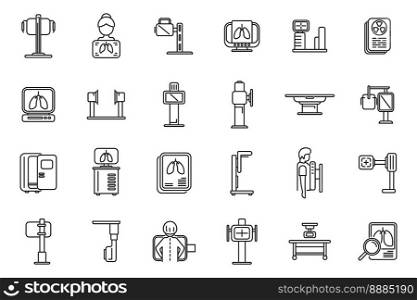 Fluorography icons set outline vector. Man lung. Health body. Fluorography icons set outline vector. Man lung