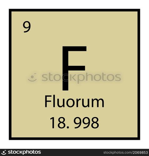 Fluorum chemical icon. Isolated symbol. Periodic table sign. Light green background. Vector illustration. Stock image. EPS 10.. Fluorum chemical icon. Isolated symbol. Periodic table sign. Light green background. Vector illustration. Stock image.