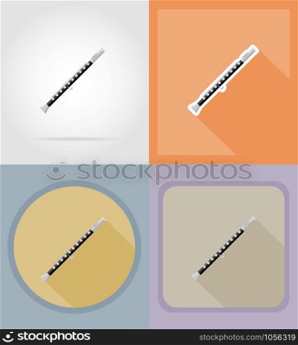 flute flat icons vector illustration isolated on background