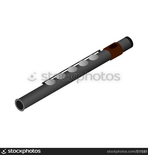 Flute icon in isometric 3d style on a white background . Flute icon, isometric 3d style