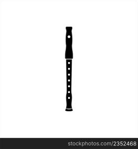 Flute Icon, Musical Instrument Icon Vector Art Illustration