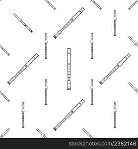 Flute Icon Seamless Pattern, Musical Instrument Icon Vector Art Illustration
