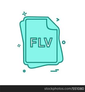 FLV file type icon design vector