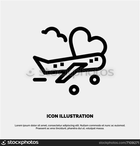 Fly, Airplane, Plane, Airport Line Icon Vector