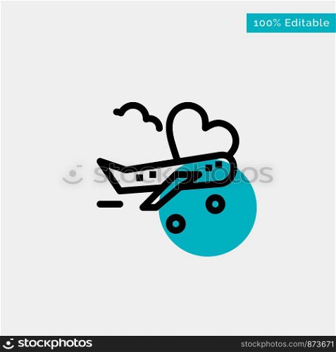 Fly, Airplane, Plane, Airport turquoise highlight circle point Vector icon