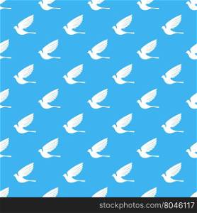 Fly Dove Seamless Pattern. Blue Bird Background. Fly Dove Bird Seamless Pattern