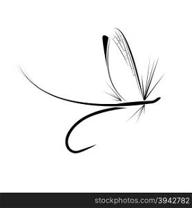 Fly fishing icon . Fly fishing icon on the white background