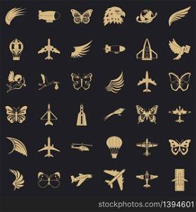 Fly icons set. Simple style of 36 fly vector icons for web for any design. Fly icons set, simle style