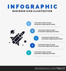 Fly, Missile, Science Solid Icon Infographics 5 Steps Presentation Background