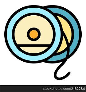Fly reel spool icon. Outline fly reel spool vector icon color flat isolated. Fly reel spool icon color outline vector