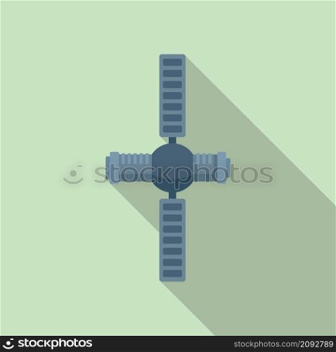 Fly space station icon flat vector. Satellite rocket. Astronaut space ship. Fly space station icon flat vector. Satellite rocket