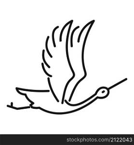 Fly stork icon outline vector. White bird. Crane nest. Fly stork icon outline vector. White bird