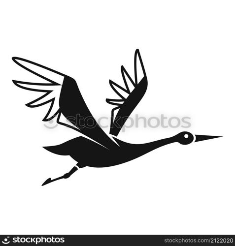 Fly stork icon simple vector. White bird. Crane nest. Fly stork icon simple vector. White bird