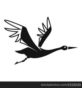 Fly stork icon simple vector. White bird. Crane nest. Fly stork icon simple vector. White bird