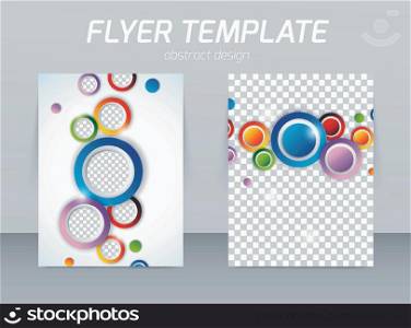 Flyer back and front design template with colorful circles