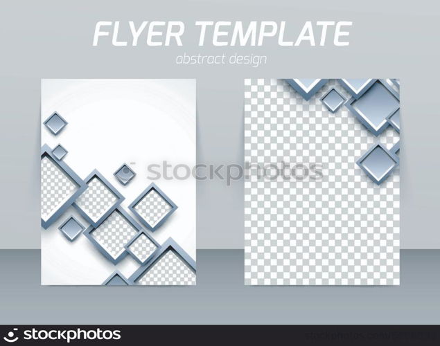 Flyer back and front design template with gray squares