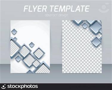 Flyer back and front design template with gray squares