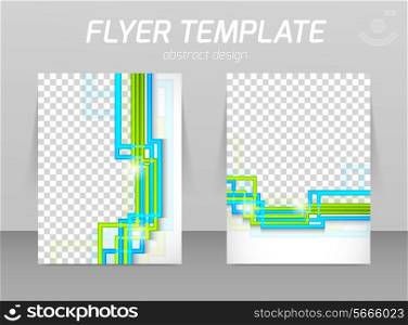 Flyer back and front design template with straight lines