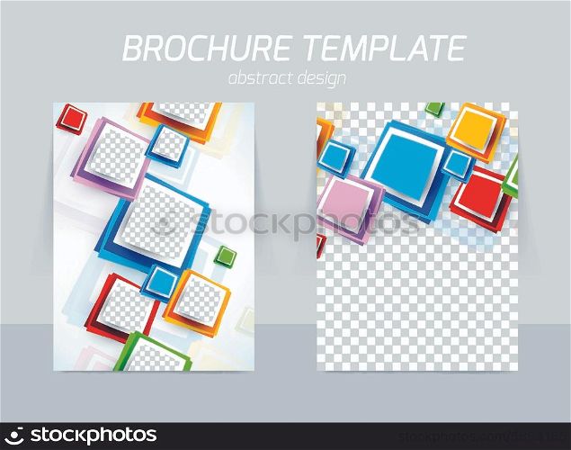 Flyer back and front template design with colorful squares