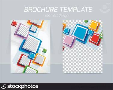 Flyer back and front template design with colorful squares