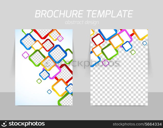 Flyer back and front template design with colorful squares