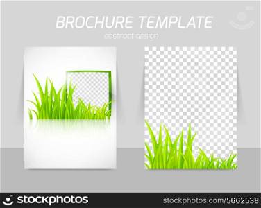 Flyer back and front template design with grass and square