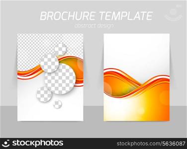 Flyer back and front template design with orange wave and circles
