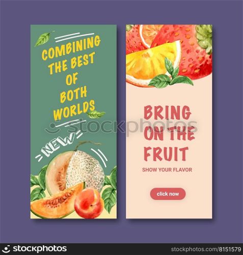 Flyer design with cantaloupe, creative colorful illustration template.