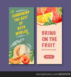 Flyer design with cantaloupe, creative colorful illustration template.