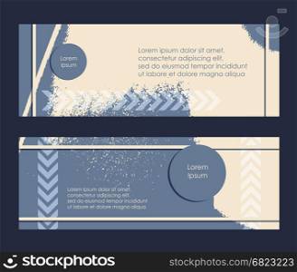 Flyer grunge texture blue yellow set. Abstract brochure headpage templates. Promotion booklet vector illustration. Horizontal cover leaflet collection.