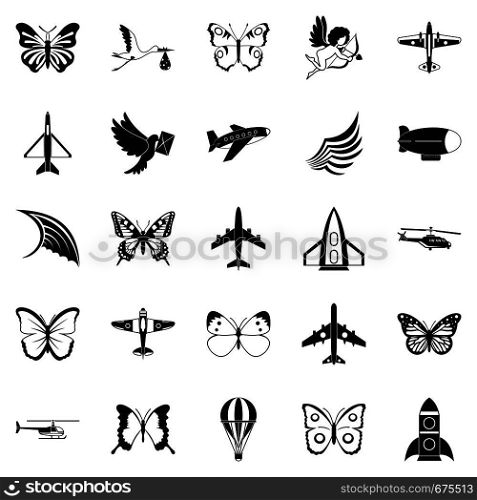 Flyer icons set. Simple set of 25 flyer vector icons for web isolated on white background. Flyer icons set, simple style