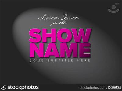 Flyer intro template with big pink letters and spotlight. Flyer intro template