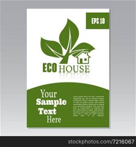Flyer or cover design green house. Brochure or report for business, template vector. Ecology concept.