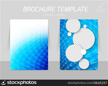 Flyer template back and front design in aqua style in blue color