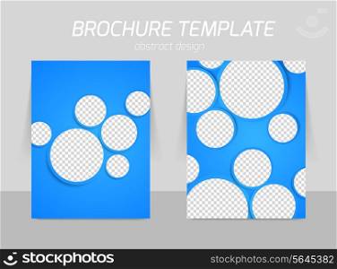 Flyer template back and front design in blue color with circles