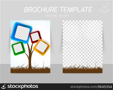 Flyer template back and front design with abstract tree with squares