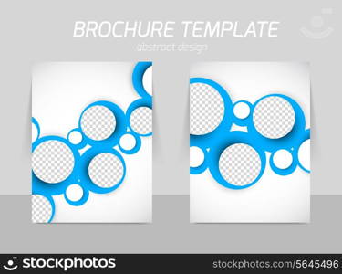 Flyer template back and front design with blue circles