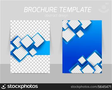 Flyer template back and front design with blue squares