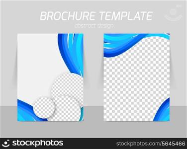Flyer template back and front design with blue wave and circles