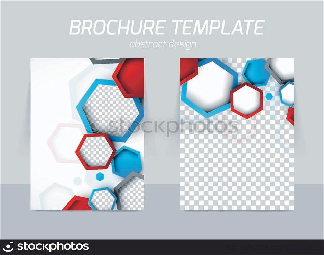 Flyer template back and front design with colorful hexagons